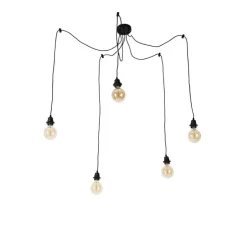 Industriële hanglamp zwart 5-lichts - Cava