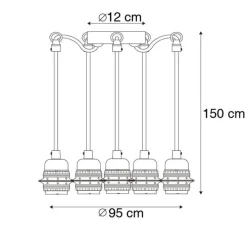 Industriële hanglamp zwart 5-lichts - Cava
