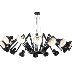 Industriële hanglamp zwart 16-lichts verstelbaar - Hobby Spinne