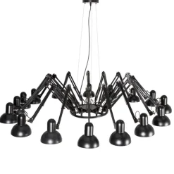 Industriële hanglamp zwart 16-lichts verstelbaar - Hobby Spinne
