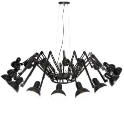 Industriële hanglamp zwart 16-lichts verstelbaar - Hobby Spinne
