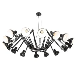 Industriële hanglamp zwart 16-lichts verstelbaar - Hobby Spinne