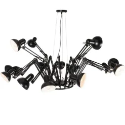 Industriële hanglamp zwart 16-lichts verstelbaar - Hobby Spinne