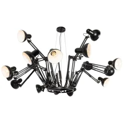 Industriële hanglamp zwart 16-lichts verstelbaar - Hobby Spinne
