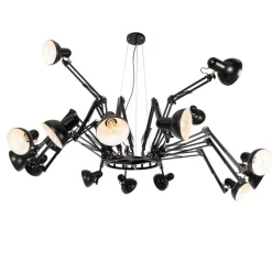 Industriële hanglamp zwart 16-lichts verstelbaar - Hobby Spinne