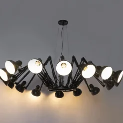 Industriële hanglamp zwart 16-lichts verstelbaar - Hobby Spinne