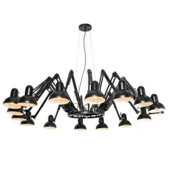 Industriële hanglamp zwart 16-lichts verstelbaar - Hobby Spinne