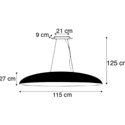 Industriële hanglamp zwart met goud 115 cm - Magna