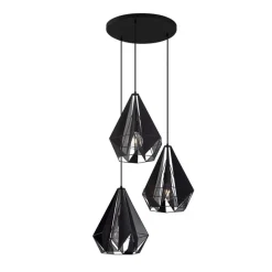 Industriële hanglamp zwart met mesh 3-lichts - Carcass