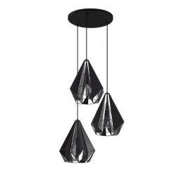 Industriële hanglamp zwart met mesh 3-lichts - Carcass