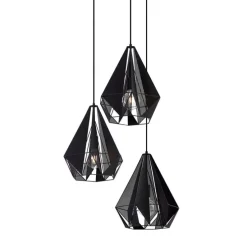 Industriële hanglamp zwart met mesh 3-lichts - Carcass