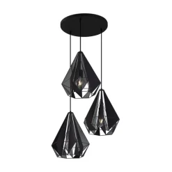 Industriële hanglamp zwart met mesh 3-lichts - Carcass