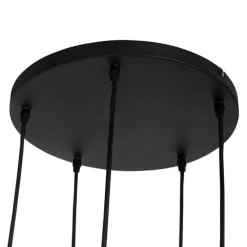 Industriële hanglamp zwart met beton rond 5-lichts - Pedra