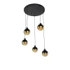 Industriële hanglamp zwart met messing 5-lichts - Haicha
