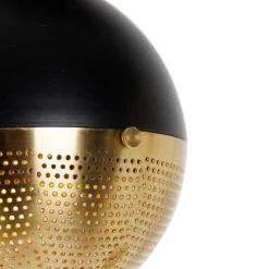 Industriële hanglamp zwart met messing 5-lichts - Haicha