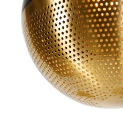 Industriële hanglamp zwart met messing 5-lichts - Haicha