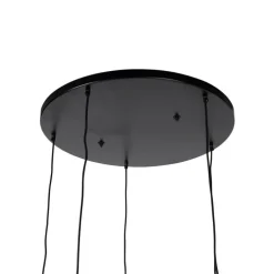 Industriële hanglamp zwart met messing 5-lichts - Haicha