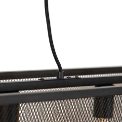 Industriële hanglamp zwart 118 cm met gaas 4-lichts - Cage
