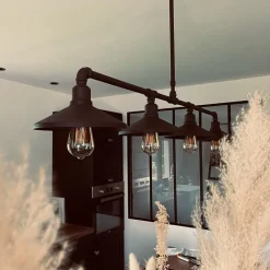 Industriële hanglamp zwart 4-lichts - Laser