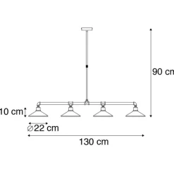 Industriële hanglamp zwart 4-lichts - Laser