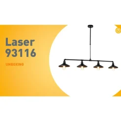 Industriële hanglamp zwart 4-lichts - Laser