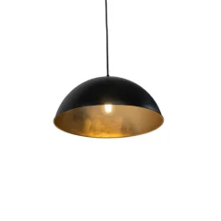 Industriële hanglamp zwart met goud 2-lichts - Magnax