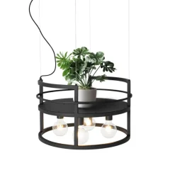 Industriële hanglamp zwart met rek rond 4-lichts - Cage Rack
