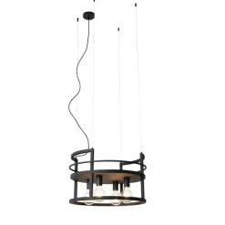 Industriële hanglamp zwart met rek rond 4-lichts - Cage Rack