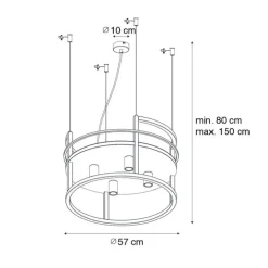 Industriële hanglamp zwart met rek rond 4-lichts - Cage Rack