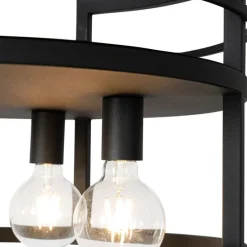 Industriële hanglamp zwart met rek rond 4-lichts - Cage Rack
