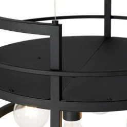 Industriële hanglamp zwart met rek rond 4-lichts - Cage Rack