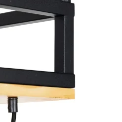 Industriële hanglamp zwart met hout 5-lichts - Shelf