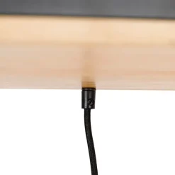Industriële hanglamp zwart met hout 5-lichts - Shelf