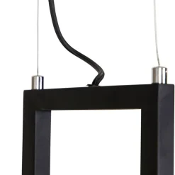 Industriële hanglamp zwart met hout en rek 4-lichts - Cage Rack