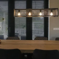 Industriële hanglamp zwart met geweven 4-lichts - Cage