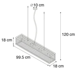 Industriële hanglamp zwart met geweven 4-lichts - Cage