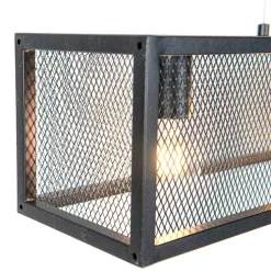 Industriële hanglamp zwart met geweven 4-lichts - Cage