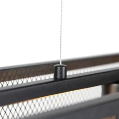 Industriële hanglamp zwart met geweven 4-lichts - Cage