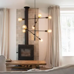 Industriële hanglamp zwart 8-lichts - Sydney