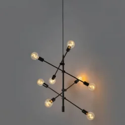 Industriële hanglamp zwart 8-lichts - Sydney