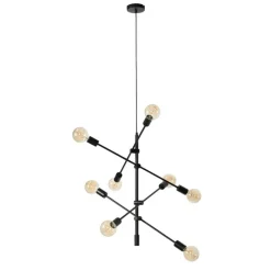 Industriële hanglamp zwart 8-lichts - Sydney