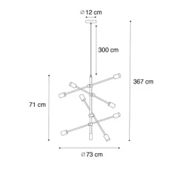 Industriële hanglamp zwart 8-lichts - Sydney