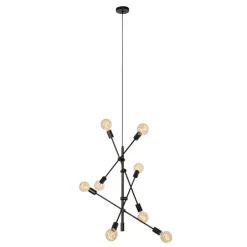 Industriële hanglamp zwart 8-lichts - Sydney