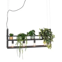 Industriële hanglamp zwart met 4-lichts rek - Cage Rack