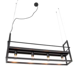 Industriële hanglamp zwart met 4-lichts rek - Cage Rack