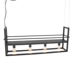 Industriële hanglamp zwart met 4-lichts rek - Cage Rack