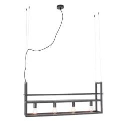 Industriële hanglamp zwart met 4-lichts rek - Cage Rack