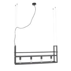 Industriële hanglamp zwart met 4-lichts rek - Cage Rack
