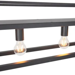 Industriële hanglamp zwart met 4-lichts rek - Cage Rack