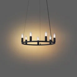 Industriële hanglamp zwart 7-lichts - Knight